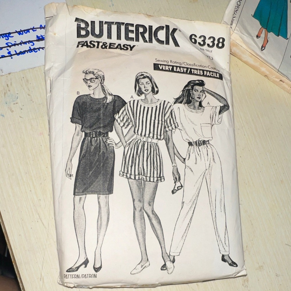 Butterick 6338 Vintage Sewing Pattern Women Top Skirt Shorts Pants Size L-XL